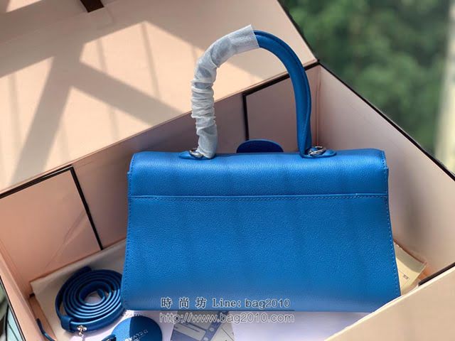 DELVAUX女包 春夏新款 Brillant系列手袋 進口牛皮 德爾沃女手提包 DS0028 螢光藍 Delvaux單肩斜挎包  fcs1353